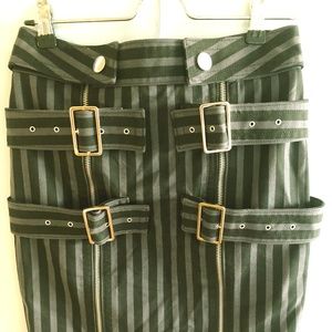 Marc Jacobs Striped/ Buckled Black Pencil Skirt
